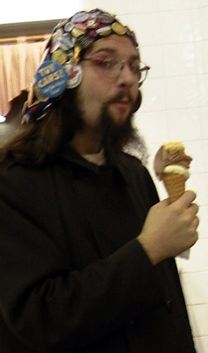 He's got the ice cream - why is he looking at me like that?