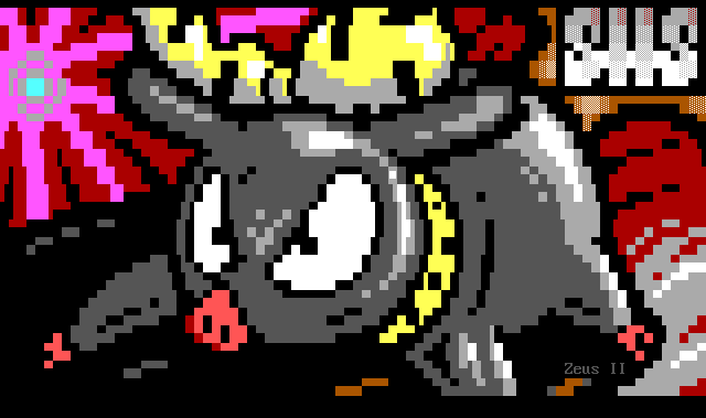 An angry little black piglet hunkers down before red starbursts, ready to throw down.