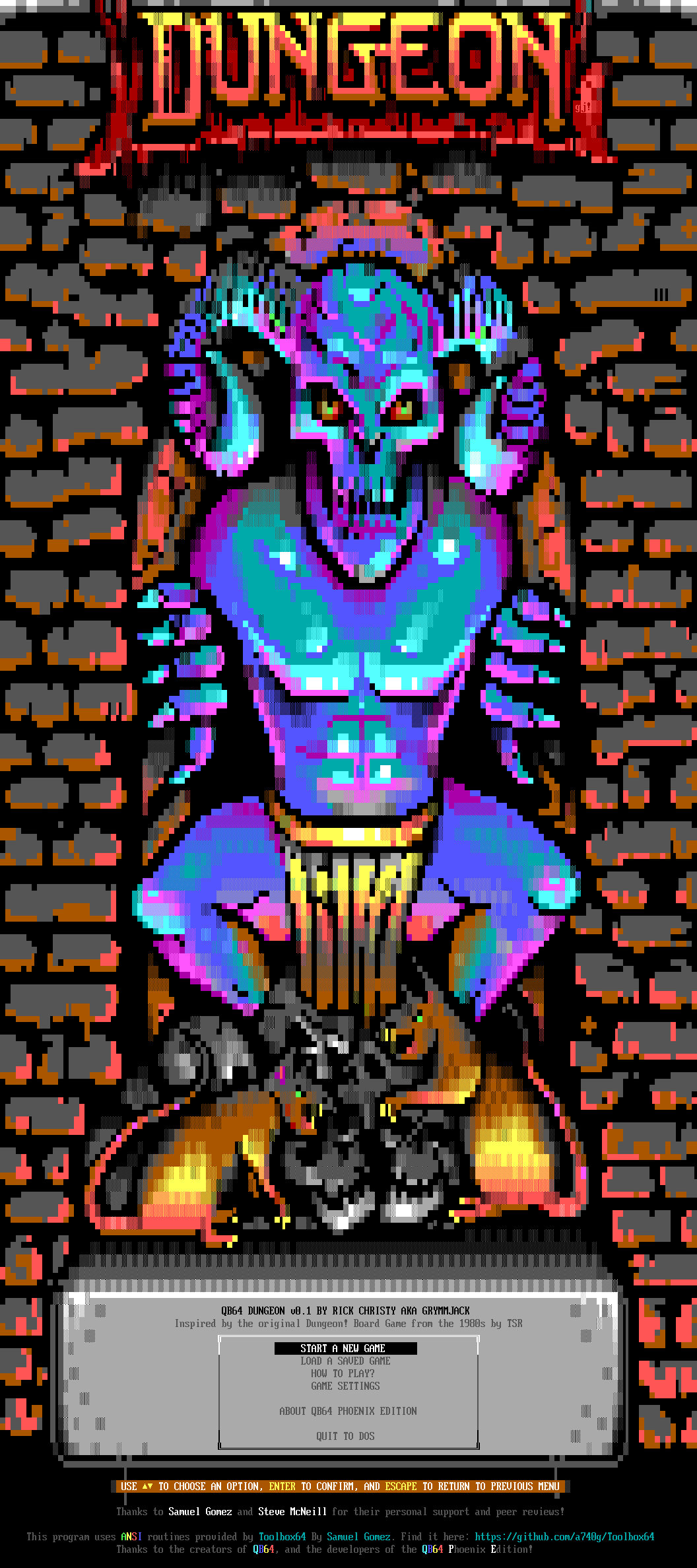 A shiny cerulean muscled ogre, with ram horns curling out of his skull-like face, holds tight with enormous clawed hands bracing him as he awkwardly emerges from a stone archway.  Beneath his radiant golden loincloth, infernal rat creatures cavort before a small heap of skulls.
