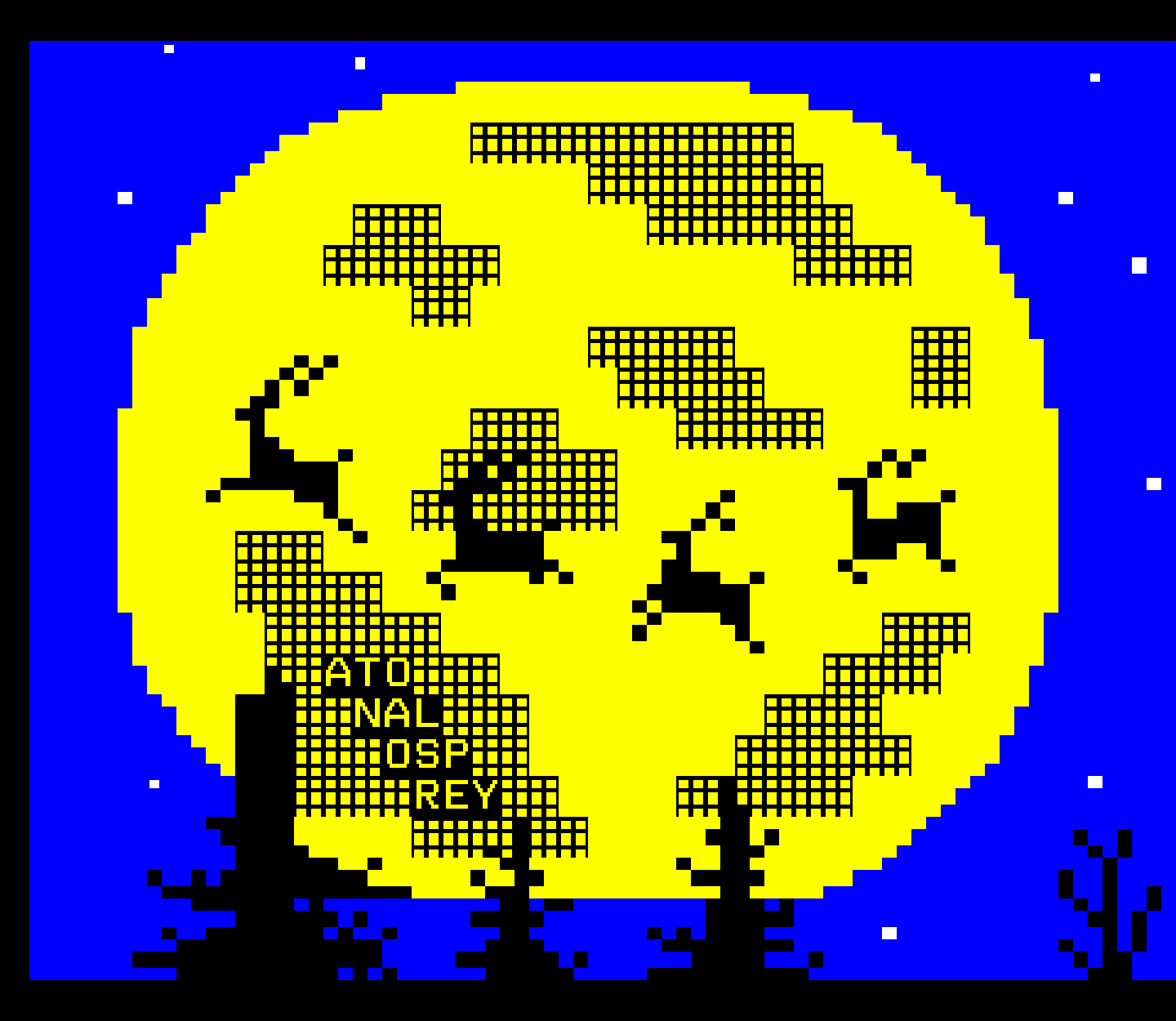 Four tiny reindeer (more perhaps present out of frame) pass across the face of the full moon during a magical nighttime voyage