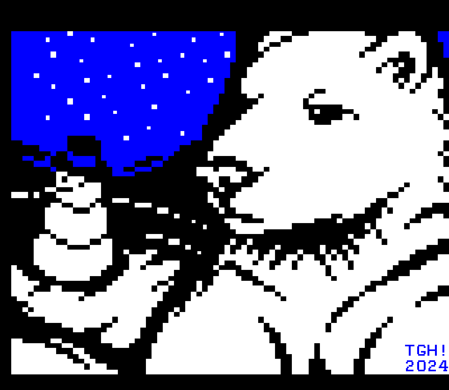 A thoughtful polar bear contemplates at great length the significance of the newly-discovered snowman deep within his Arctic territory.